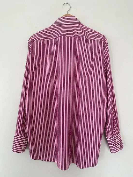 Hugo Boss Men's Red and White Stripe Dress Shirt Classic Fit Sz 16 1/2 (32/33) - Picture 3 of 9